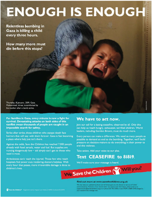 High impact ads drive response in out of home ads. Image copyright: Save the Children 