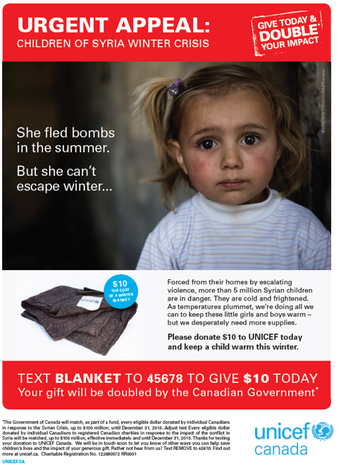 UNICEF Canada's mobile text-to-donate campaign